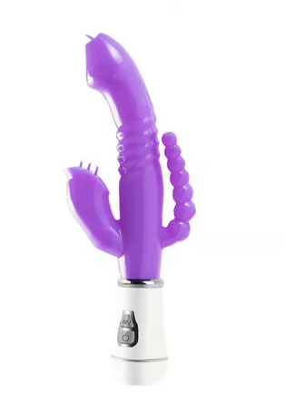 VIBRADOR PONTO G COM ESTIMULADOR DE CLITÓRIS E PLUG ANAL COM 12 MODOS DE VIBRAÇÃO