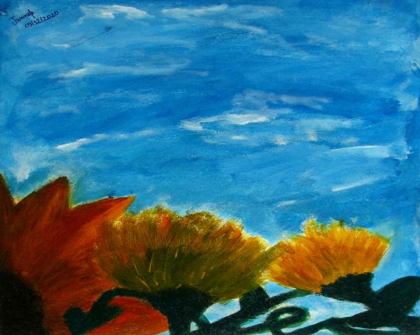 Quadro GIRASSOL CEÚ AZUL