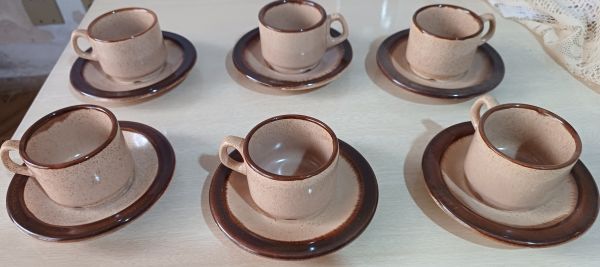 Kit com 6 Xícaras de Café com Pires em Porcelana Oxford Antigo Anos 90