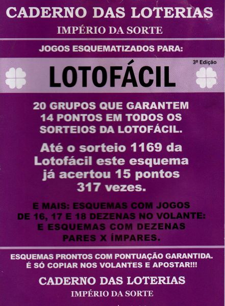 CADERNO DAS LOTERIAS IMPERIO DA SORTE N 3 LOTOFACIL