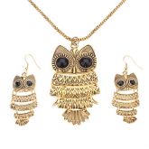 bronze vintage coruja conjunto de jóias das mulheres (colar&amp; brincos) #00488677