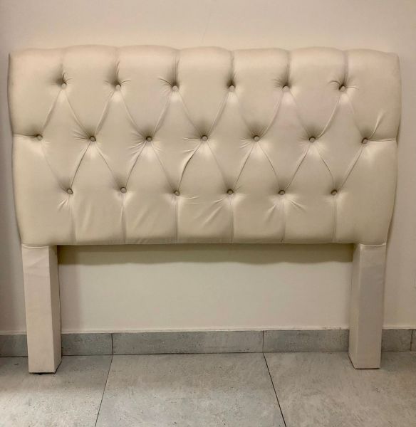 Cabeceira Solteirao Hera 110 Veludo Suede Bege SR Cabec