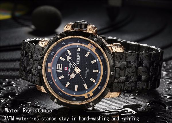Relógio Esportes Quartz Preto Dourado
