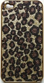 CASE GLITTER ONCINHA DOURADA PARA IPHONE 4 E 4S