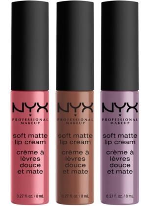 Kit com 3 Batons Líquido Nyx Soft Matte Lip Cream - Cores: Austin, Los Angeles, Warsaw/Varsovie