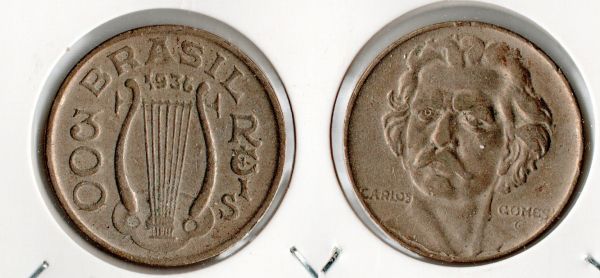 V146-2 - 300 Réis 1936 -Tiragem BAIXA 2.256.000