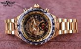 Relógio De Luxo Dourado Original Elegante