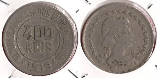 V109-4 - 400 Réis 1919 - Tiragem Baixa 891.000