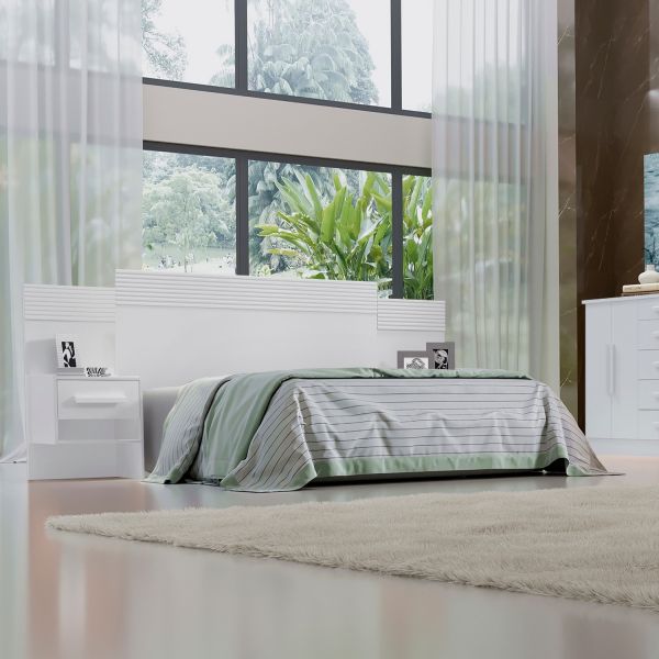 Cabeceira Queen Marselha 160 Branco Dt Ripado D Doro