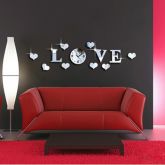 Relógio Efeito Espelho Acrílico 3D Love CJD0008