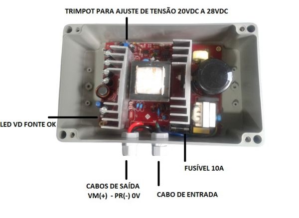 Fonte chaveada - 26 volts 10 amper potencia 260