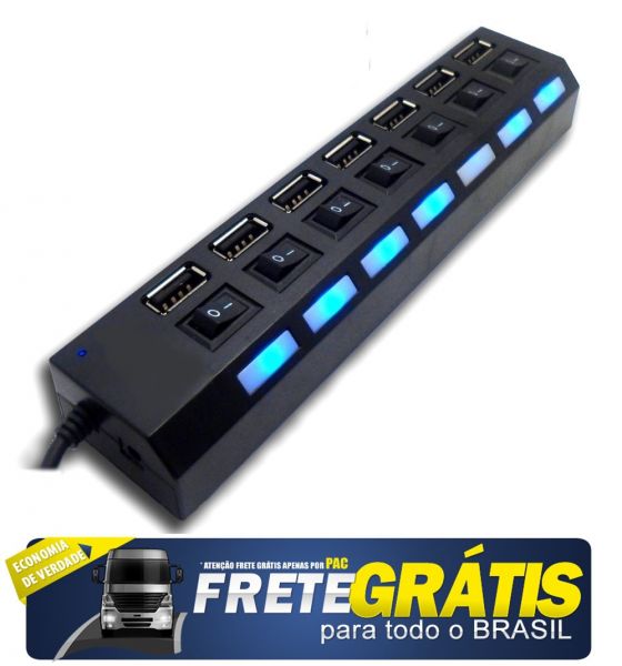 Hub Usb 2.0 7 Portas Pen Drive Teclado Mouse Pc Notebook