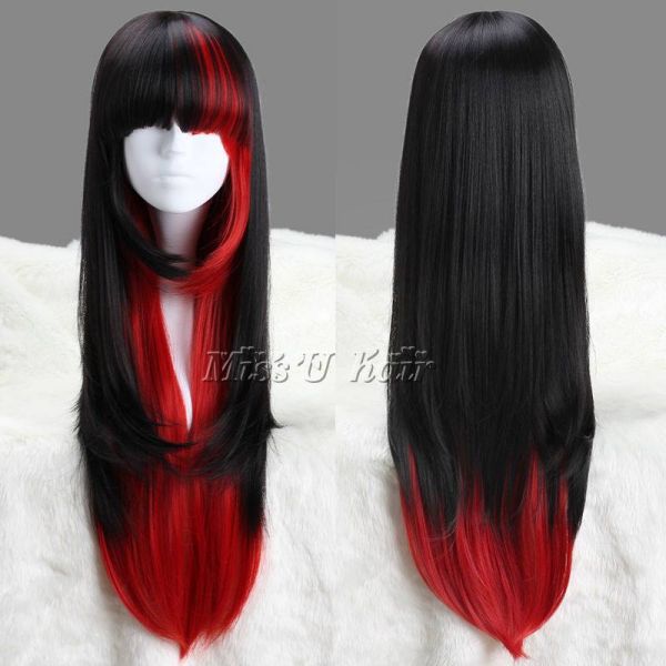 Peruca preta e vermelha