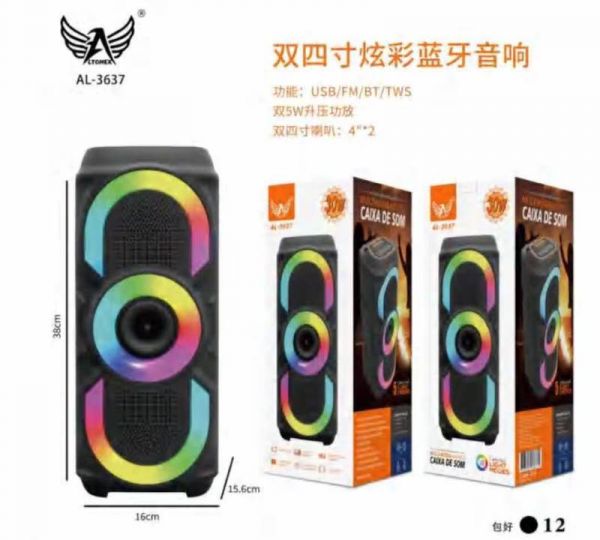 CAIXA DE SOM BLUETOOTH PORTÁTIL COM LEDS 30W ALTOMEX