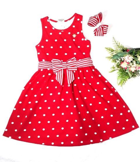 Vestido Infantil Evasê Poá Tam. 8 - Milon