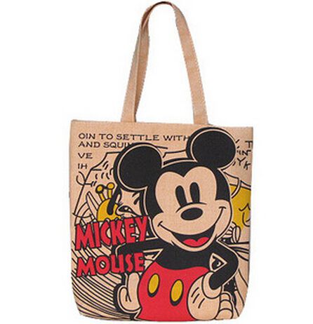 Bolsa Mickey Mouse Marron Claro Forrada e com Bolso Interno