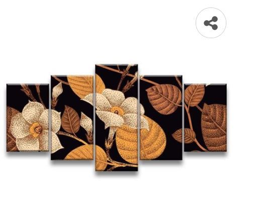 Quadro Decorativo 129x63 Sala Quarto Arte Flores Douradas