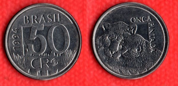 V435 - 50 Cruzeiros Reais 1994 - Onça