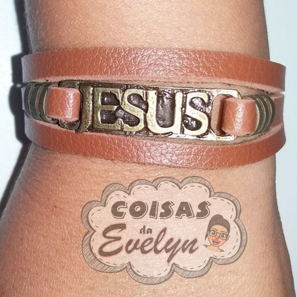Pulseira JESUS TIRAS Fina - Caramelo