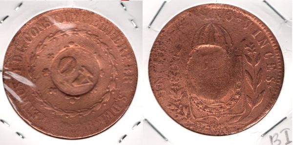 C755-4 - 80 Réis com carimbo de 40 - 1832R  - ESPETACULAR