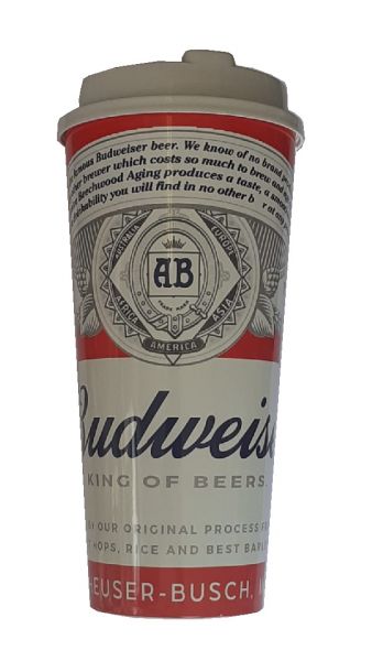 Copo Plástico Com Tampa E Canudo - Budweiser