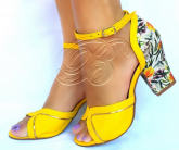 Sandália Feminina Amarela e Floral Giallo