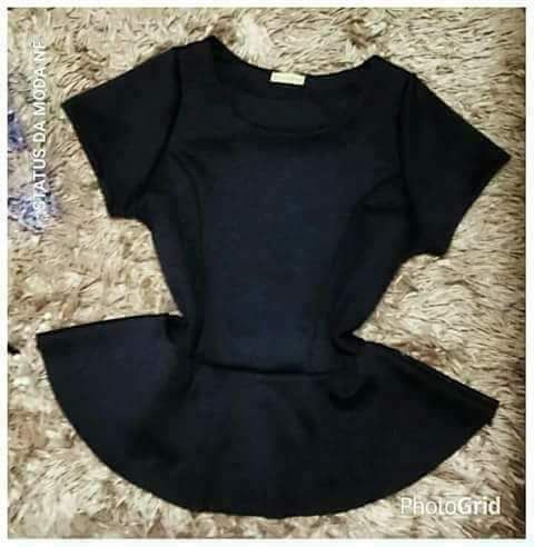 BLUSA PEPLUM MANGA CURTA EM NEOPREME