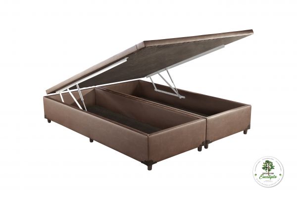 Base Bau Queen Bipartida 2x 79x198x40 Corino Marrom SR Mov