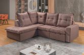 Estofado Retratil Reclinavel Canto Colatina 250 2x70 com Chaise 100 Linho Marrom Chocolate 17 Ideall