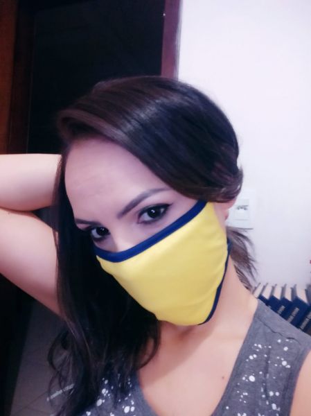 Máscaras em Malha Fria Amarelo Kit com 3 Máscaras