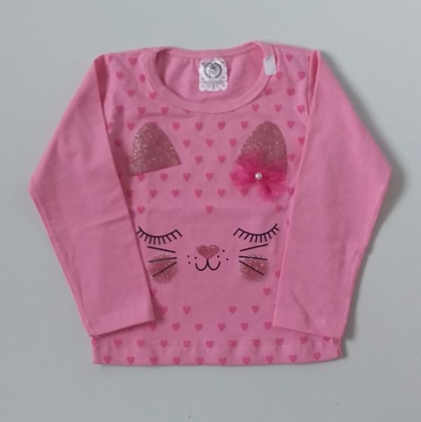 Blusa Gatinha Rosa Glitter