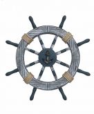 Enfeite Decorativo Timão de Madeira e Corda - 45 cm