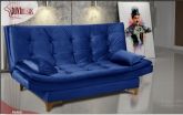 Sofa Cama Paris 2 Estagios Veludo Jolie Azul 28 Diviminas