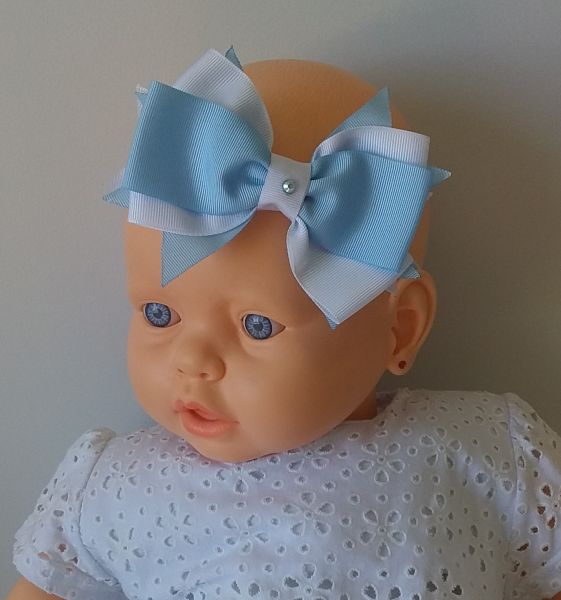 Laço Duplo Sobreposto Azul Bebê