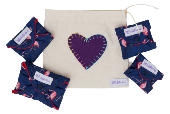 Kit Absorventes Reutilizáveis Violeta Cup - Zig-Zag + bolsinha