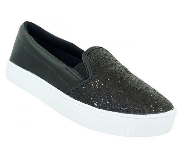 Tênis Feminino Iate Preto com Glitter