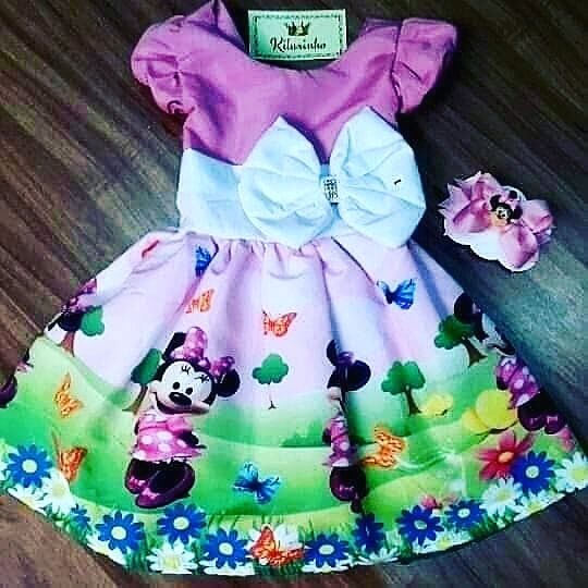 Vestido  tema Minie Rosa1 ano
