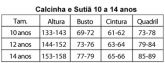 Tabela de Tamanhos 10 a 14 Anos