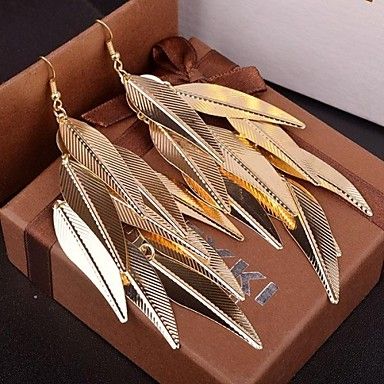 venda quente barrocas Salix vintage brincos de liga de folha (de ouro, prata) (1 par) #02597314