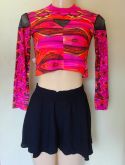 BLUSA DE MANGA COM DETALHE EM TELA