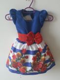 Vestido Floral Azul e Vermelho