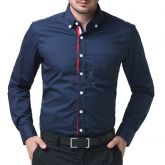 Azul / branco /  camisa Chemise Homme Slim Fit manga comprida camisas famosa