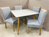 Mesa Jade.Slim 100x80 Tampo Malaga MDF.Vdr com Base Slim Imbuia Mel.Off White Carvalho Decor