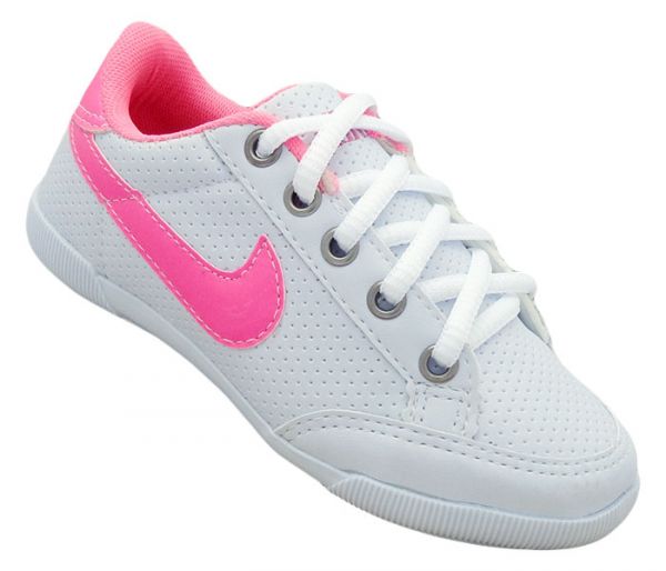 Sapatênis Infantil Nike Branco e Rosa MOD:12057 [1ª Linha]Frete Grátis para todo Brasil