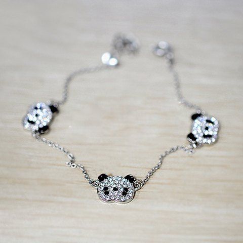 Lindo Panda Forma Strass Decorado Pulseira das Mulher