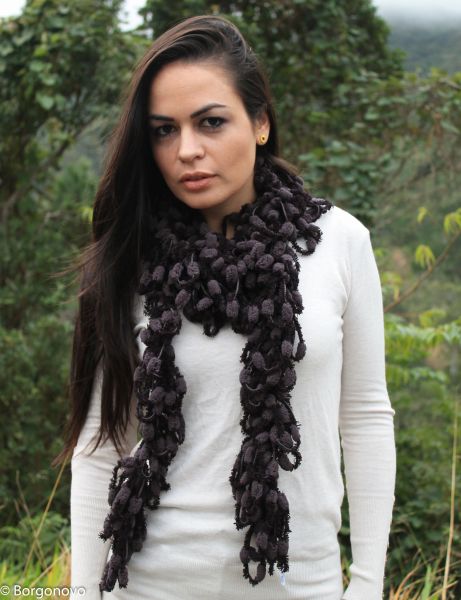 PE - Cachecol marrom - croche
