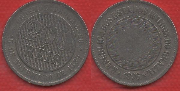 V049-3 - 200 Réis 1896  -Tiragem 2.850.000