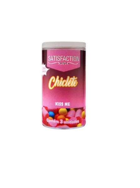 Bolinha Beijável Chiclete com 3 unidades Satisfaction Caps