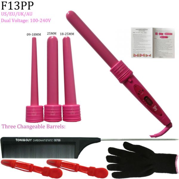 ♡ 3 Part Curler 3 Tourmaline Ceramic Curlin - Modelador 3 em 1