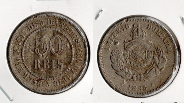 V025-1 - 50 Réis 1886 - BAIXA TIRAGEM 590.000
